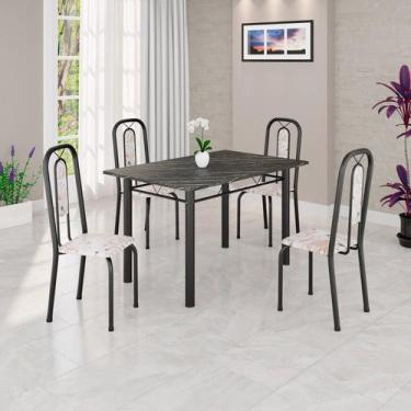 Imagem de Conjunto Sala de Jantar com 4 Cadeiras Lívia Bege / Preto - Soma Móvei