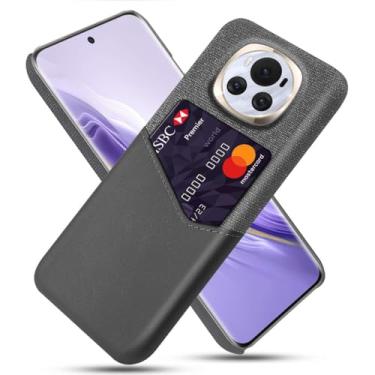 Imagem de Capa para Honor Magic6,Anti-deslizamento,Proteção contra quedas de 360°,Resistência à impressão digital,Tela e caso de couro PU com 1 slot de cartão atrás-Gray