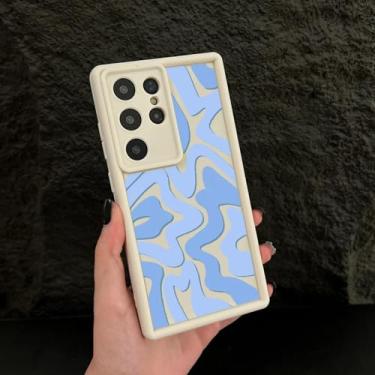 Imagem de YOGISU Capa macia com padrão listrado de luxo para Samsung A56 (para Samsung A56/Branco 030)