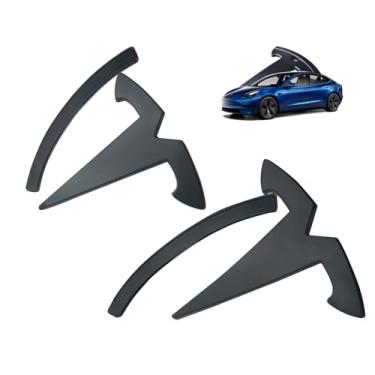Imagem de YHCDSEA Modelo 3 peças de adesivos para volante / porta-malas dianteiro/porta-malas traseiro com logotipo 3 peças / conjunto para acessórios de emblema Tesla Model 3 (preto fosco)