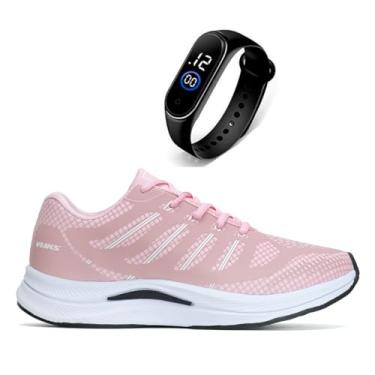 Imagem de Tenis Feminino Academia Corrida Caminhada Leve Confortavel Vuks + Relogio Digital (Rosa, BR, Adulto, Numérico, 39)