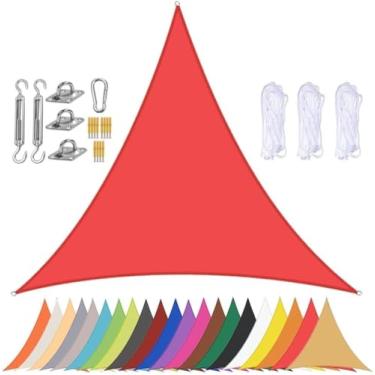 Imagem de Toldo De Vela De Sombra De Sol Triangular à Prova D'água Para Pátio Dossel De Jardim Vela De Sombra Ao Ar Livre Com Ilhós De Proteção Uv De 90% E Acessór, Red, 2.4x2.4x2.4m