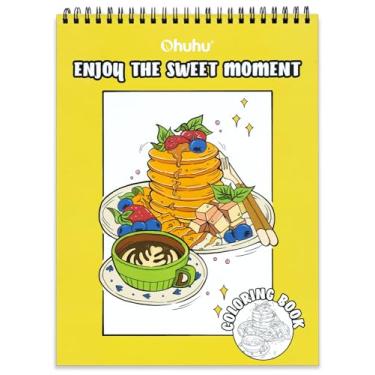 Imagem de Ohuhu Livro de colorir adulto dupla face à prova de sangramento - Enjoy The Sweet Moment Livro de colorir - 20 folhas/40 páginas página encadernada em espiral livro de colorir design dupla face -