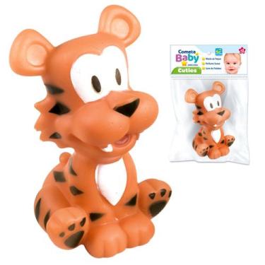 Imagem de Mordedor Bebê 3 Meses Tigre Brinquedo Sensorial Vinil Macio Animais Bi