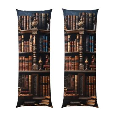 Imagem de Capa de travesseiro corporal com zíper oculto, fronha longa de microfibra macia e respirável para travesseiro corporal, livros na estante, capas de travesseiro para dormir, presente de cama, capa de