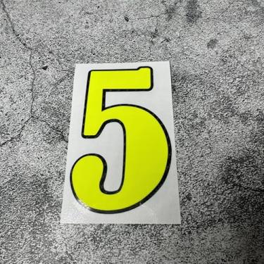 Imagem de Horayten Adesivos de número de corrida locomotiva fita de capacete de motor estilo de carro adesivos cortados em fibra de carbono amarelo fluorescente (5, altura 10 cm)