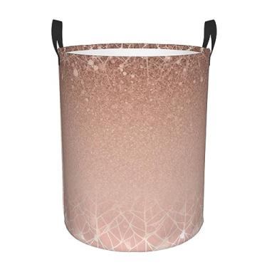 Imagem de Cesto de lavanderia dourado rosa blush, dobrável, impermeável, cesto de armazenamento de roupas com alças, pano Oxford, organizador de brinquedos, cesta para banheiro, lavanderia, quarto, pequeno