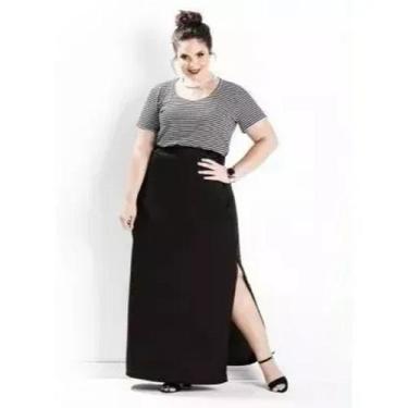 Imagem de Saia Longa Plus Size Com Fendas Nas Laterais Tam Grande - Ziriguipê, M