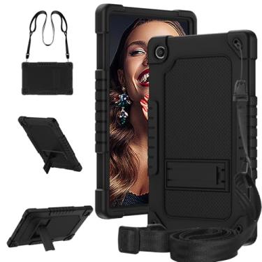 Imagem de Capa para tablet Onn 27.9 cm/Onn 11 polegadas para Walmart Onn 11 Tablet Pro (modelo: 100110027) Capa híbrida à prova de choque para crianças + alça de ombro para Walmart Onn 11 Tablet Pro (preto)