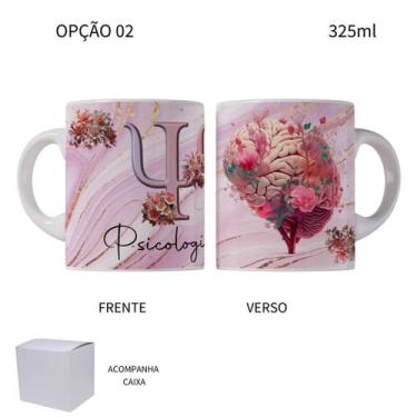 Imagem de Caneca 325ml Profissões Psicologia Psicóloga Flores - LARANJA E MIMOS