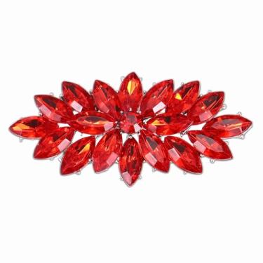Imagem de PATIKIL Broche de strass marquesa, broches de corpete de strass broche de lapela de flor de cristal para mulheres, terno de casamento, roupas, chapéu, vestido, joias, presente, 7.3x3.5cm, Gema, Sem