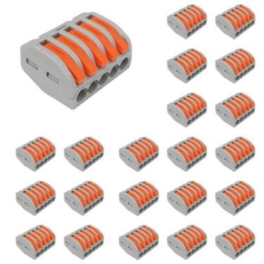 Imagem de 30 Conectores Emenda Derivação 5 Pólos 32A 0,5 a 4mm² Cinza - Decorlux