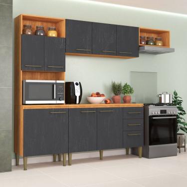 Imagem de Cozinha Compacta 2 Peças 198cm X 240cm Malu Cinamomo/Grafite