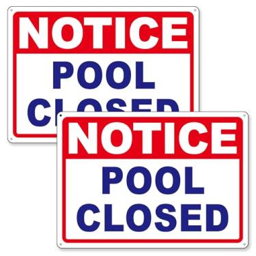 Imagem de (Pacote com 2) Placa fechada para piscina, placas fechadas para piscinas - Alumínio durável, livre de ferrugem, à prova d'água, sinalização fechada de piscina - para hotéis, comunidades e piscinas