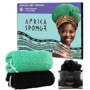 Imagem de Esponja de banho RelaxScene, rede esfoliante africana preta, 2 unidade