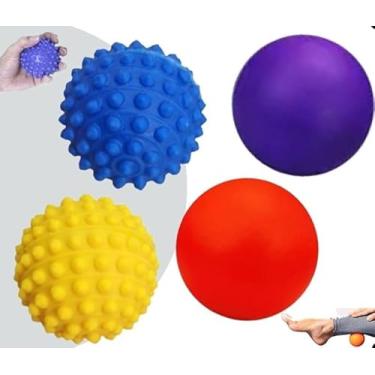 Imagem de Kit 4 Bolas Para Massagem (liberação miofascial), Bolas Exercitadoras Cravo e Lisa, Esfera Fisioterapica Grip Ball Fisioball, Bolinha Pasa Fisioterapia Masseadores Para Maos Pés Pernas Corpo-Bola Massageadora Para Dor Muscular, cor/aletória