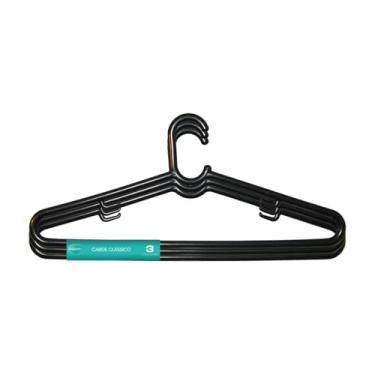 Imagem de Cabide Clássico Preto Cinquetti, Suporte De Roupa Adulto, Preto, Com Engates Internos E Haste, Produzido Com Plástico Livre De Bpa, Qualidade Brasileira Há Mais De 40 Anos, Contém 3 Cabides