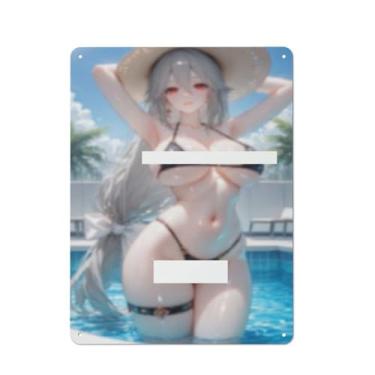 Imagem de Pôster de arte de menina de anime sexy quente placa de estanho vintage decoração de parede pôster 30,5 x 40,6 cm, AI080