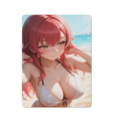 Imagem de Anime Sexy Bikini Hot Girl Pinup Girl Metal Tin Sign Wall Art Poster Decor for Home Bar Club Bedroom Bathroom Man Cave Otaku 30,5 x 40,6 cm, Aj006