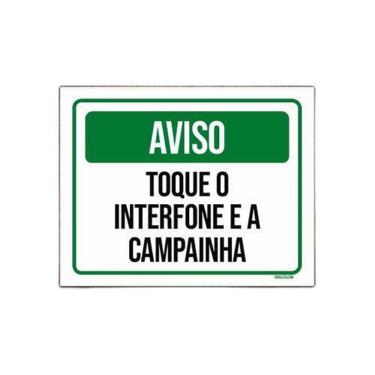 Imagem de Placa Sinalização - Aviso Toque Interfone Campainha 36X46