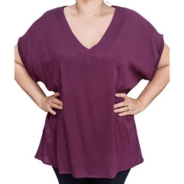 Imagem de Blusa Feminina Rodher MC Básica Plus Size Vinho-Feminino