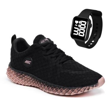 Imagem de Combo Tênis Feminino Com Relógio Quadrado – Conforto e Estilo para Caminhada, Treino e Uso Diário-Feminino