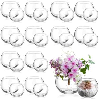 Imagem de Zopeal 24 peças de vaso de peixe tigela de bolhas de vidro globo de vidro transparente vaso redondo terrário peixe dourado flor centro de mesa para arranjos de eventos de casamento, escritório, casa