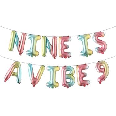 Imagem de Nine Is A Vibe Birthday Decorations Groovy 9th Birthday Party Supplies Nine Balloon Hippie Banner Decor Retro Decor for Nine Years Old Girl (NINE IS A VIBE 9 Rainbow)