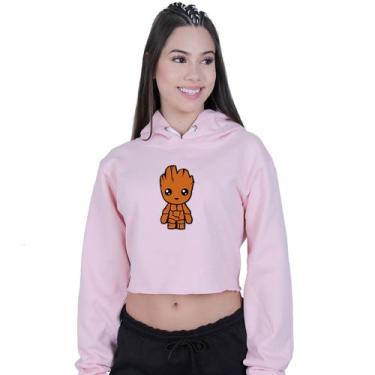 Imagem de Cropped Moletom Feminino Baby Groot Guardião - Lafre, Rosa claro, M