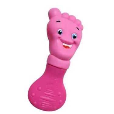 Imagem de Mordedor Sensorial Lavavel Atóxico Vila Toy Mãozinha Pézinho Azul Rosa