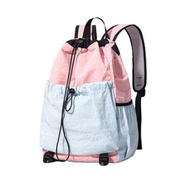 Imagem de KiBcsLic Mochila com cordão, bolsa grande para raquetes, para homens e mulheres, bolsa de tênis, mochila de tênis para squash, raquetes, bolas, acessórios, Azul Rosa