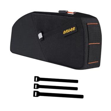 Imagem de Generic Bolsa de armazenamento para quadro de bicicleta, organizador de mochila para ciclismo, suporte com zíper, bolsa para tubo frontal de bicicleta, Preto