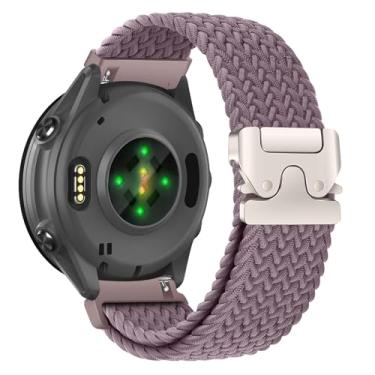 Imagem de Pulseira de relógio trançada de nylon para Garmin Forerunner 570 de 47 mm/Forerunner 265/255, pulseira de fivela segura estilo paraquedas de 22 mm para Garmin Venu 3 de 45 mm/Venu 2/Vivoactive 4, roxo