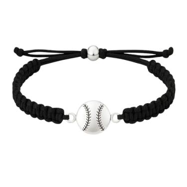 Imagem de Sportybella - Pulseira de beisebol, joias de beisebol, pulseira de beisebol trançada ajustável, presentes de beisebol, acessórios de beisebol, Adjustable to fit small to large writs, paracord, Sem