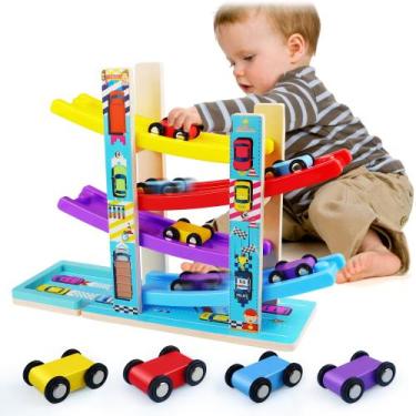 Imagem de Brinquedo de pista de corrida Heirio Montessori para crianças com 4 ca