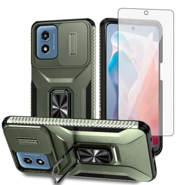 Imagem de Asuwish Capa de telefone para Motorola Moto G Play 2024 4G com capa de câmera deslizante de vidro temperado protetor de tela suporte suporte robusto fino celular protetor híbrido XT2413V XT2413-1 64GB