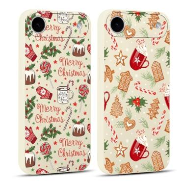 Imagem de Yomjew Pacote com 2 capas de celular Merry Christmas para IP 17 Air de 6,6 polegadas, linda capa de silicone com estampa de biscoitos de Natal, capa de presente macia à prova de arranhões à prova de
