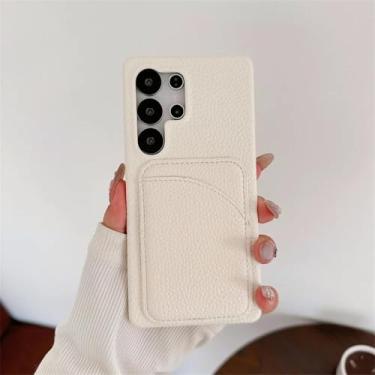 Imagem de YOGISU Capa de couro tipo carteira para Galaxy S24 Ultra (para Galaxy S24 Ultra/branco)