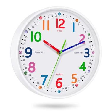 Imagem de Relógio de parede Lantoo Silent Kids Non-Ticking com bateria de 30 cm