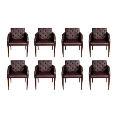 Imagem de Kit 8 Poltronas Costura Capitonê Sala Espera Escritório - Marrom - Cor