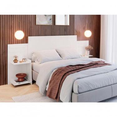 Imagem de Cabeceira Cama Casal/Queen/Solt: 2 Nichos + Design Ajustável Branco - 