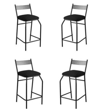 Imagem de Kit 4 Banquetas Gourmet Para Bancada Ou Cozinha Ibiza Preto - GAT MAGA