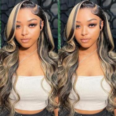 Imagem de Perucas frontais de renda QUANDIAN Body Wave Human Hair 180% de densid