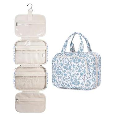 Imagem de Bolsa de higiene Narwey Hanging Floral Travel Women Blue