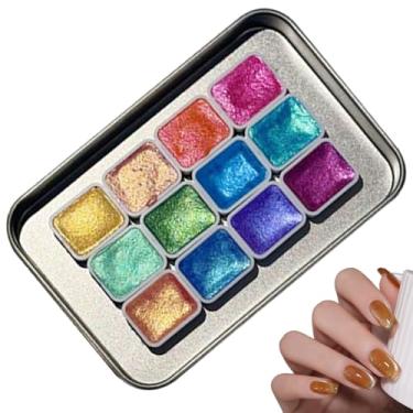 Imagem de Rrlihjgu Tinta Aquarela com Glitter | Material Artístico 12 Cores para Pré-Escola | Kit de Desenho Portátil para Iniciantes Artistas Crianças Meninos Meninas | Uso em Casa Sala de Aula e Educação