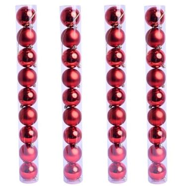 Imagem de Kit 36 Bolas de Natal, Enfeite Natalino p/Decoração de Árvore Arranjo Guirlanda Mesa, Média, Conjunto de Bolinhas Decorativas (Vermelho)