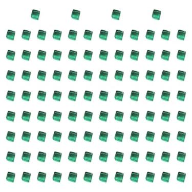 Imagem de YIJU 100x Cubos de acrílico, dados em branco, blocos de construção, brinquedos de treinamento sensorial para jogos de tabuleiro de mesa, Verde