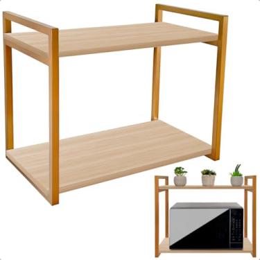Imagem de Prateleira para Micro-ondas Suporte Nicho para Cozinha Spen (Dourado/Jade)