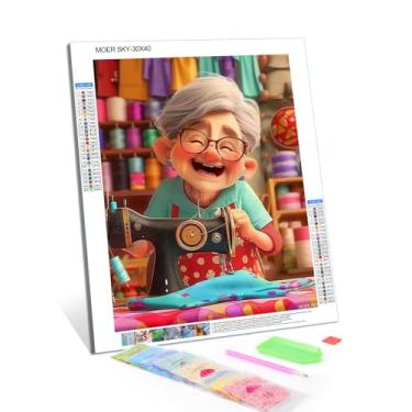 Imagem de Máquina de costura faça você mesmo, pintura de diamante de gnomo, arte de pedra preciosa de cristal redondo completo, kits de arte de diamante de ponto cruz, para adultos iniciantes, para decoração de