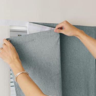 Imagem de Sovtfides Cortinas blackout 100% para quarto, cortinas coladas na cortina, persianas, fecho, sem perfuração, cortinas autoadesivas, sem haste, janelas pequenas, L 116 x C 192 cm, 1 painel, cinza claro